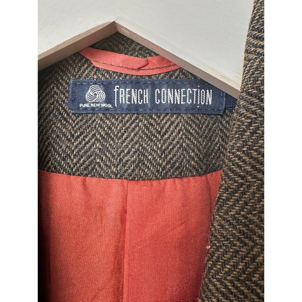 French Connection Herringbone Wool Brown Blazer, Women’s Size M - Picture 9 of 9